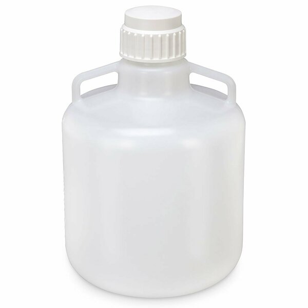 Globe Scientific Carboy, Round with Handles, LDPE, White PP Screwcap, 15 Liter, Molded Graduations 7250015